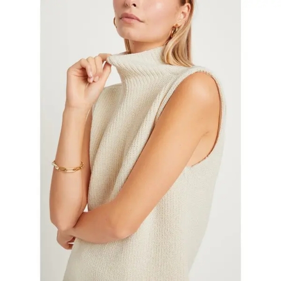 Mara Hoffman Simona Cotton Mock Neck Sweater Vest In Ivory NWT Size XL - Picture 1 of 4